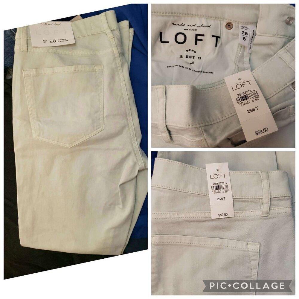 Ann Taylor Loft Light Green Modern Kick Crop 28/6T NWT